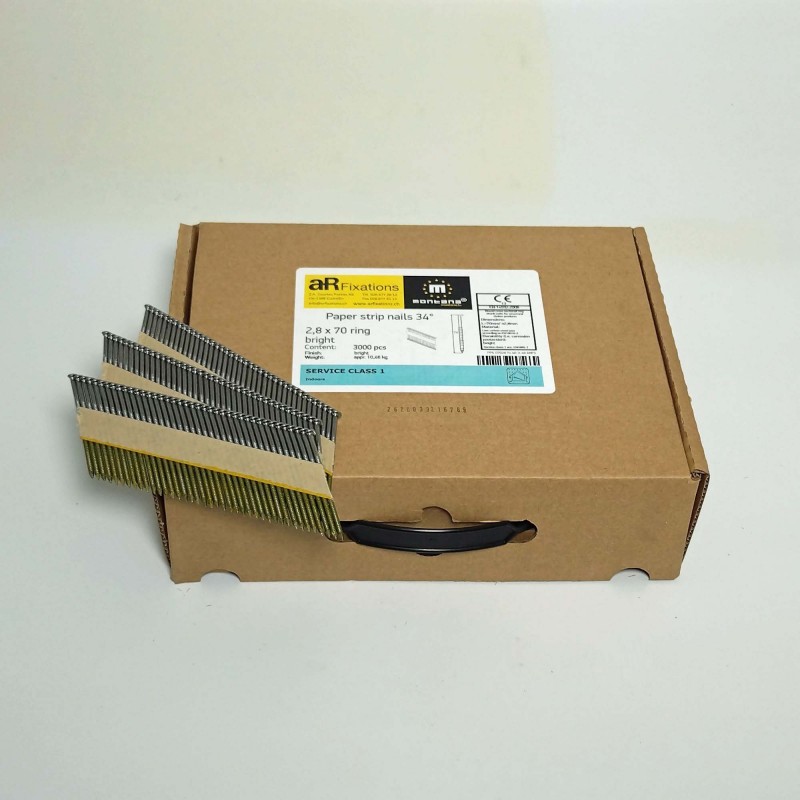 Punti barretta 2.8-70 annellato, cartone di 3\'000 pezzi.